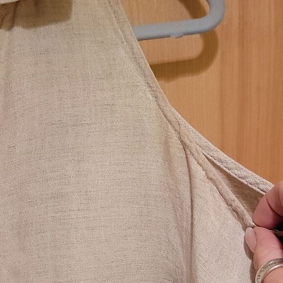 Boston Proper Sleeveless Beige Linen Button-Down Shirt Sz M - Picture 13 of 13